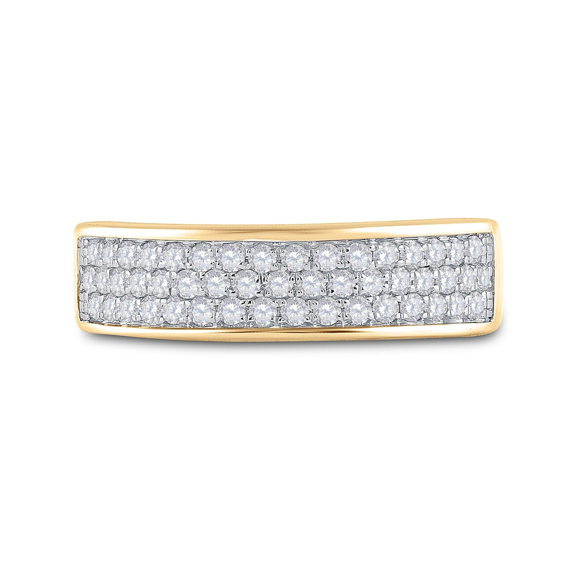Captivating Brilliance | 10kt Yellow Gold Womens Round Diamond Pave Band Ring 1/2 Cttw - Splendid Jewellery