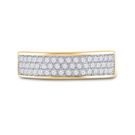 Captivating Brilliance | 10kt Yellow Gold Womens Round Diamond Pave Band Ring 1/2 Cttw - Splendid Jewellery