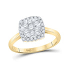 Captivating Brilliance: 10kt Yellow Gold Womens Round Diamond Square Cluster Ring 1/2 Cttw - Splendid Jewellery
