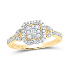 Captivating Brilliance: 10kt Yellow Gold Womens Round Diamond Square Ring 1/3 Cttw - Top View