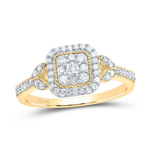 Captivating Brilliance: 10kt Yellow Gold Womens Round Diamond Square Ring 1/3 Cttw - Splendid Jewellery