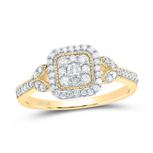 Load image into Gallery viewer, Captivating Brilliance: 10kt Yellow Gold Womens Round Diamond Square Ring 1/3 Cttw - Splendid Jewellery