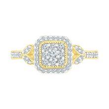 Load image into Gallery viewer, Captivating Brilliance: 10kt Yellow Gold Womens Round Diamond Square Ring 1/3 Cttw - Side View