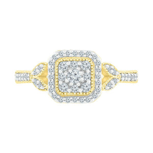 Captivating Brilliance: 10kt Yellow Gold Womens Round Diamond Square Ring 1/3 Cttw - Splendid Jewellery