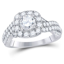 Load image into Gallery viewer, Captivating Brilliance: 14kt Two-tone Gold Diamond Halo Bridal Wedding Ring Set - Front View