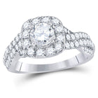 Captivating Brilliance: 14kt Two-tone Gold Diamond Halo Bridal Wedding Ring Set - Front View