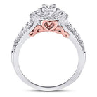 Captivating Brilliance: 14kt Two - tone Gold Round Diamond Halo Bridal Wedding Engagement Ring 3/4 Cttw - Splendid Jewellery