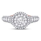 Captivating Brilliance: 14kt Two - tone Gold Round Diamond Halo Bridal Wedding Engagement Ring 3/4 Cttw - Splendid Jewellery
