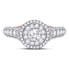 Captivating Brilliance: 14kt Two - tone Gold Round Diamond Halo Bridal Wedding Engagement Ring 3/4 Cttw - Splendid Jewellery
