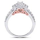 Captivating Brilliance: 14kt Two-tone Gold Round Diamond Halo Bridal Wedding Engagement Ring 3/4 Cttw - Top View