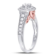 Load image into Gallery viewer, Captivating Brilliance: 14kt Two-tone Gold Round Diamond Halo Bridal Wedding Engagement Ring 3/4 Cttw - Second Side View