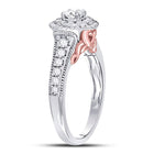 Captivating Brilliance: 14kt Two-tone Gold Round Diamond Halo Bridal Wedding Engagement Ring 3/4 Cttw - Second Side View