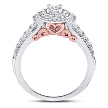Load image into Gallery viewer, Captivating Brilliance: 14kt Two - tone Gold Round Diamond Halo Bridal Wedding Engagement Ring 3/4 Cttw - Splendid Jewellery
