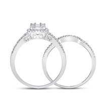Load image into Gallery viewer, Captivating Brilliance | 14kt White Gold Baguette Diamond Bridal Wedding Ring Band Set 1/2 Cttw | Splendid Jewellery - Splendid Jewellery
