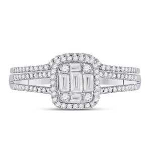 Captivating Brilliance | 14kt White Gold Baguette Diamond Bridal Wedding Ring Band Set 1/2 Cttw | Splendid Jewellery - Splendid Jewellery