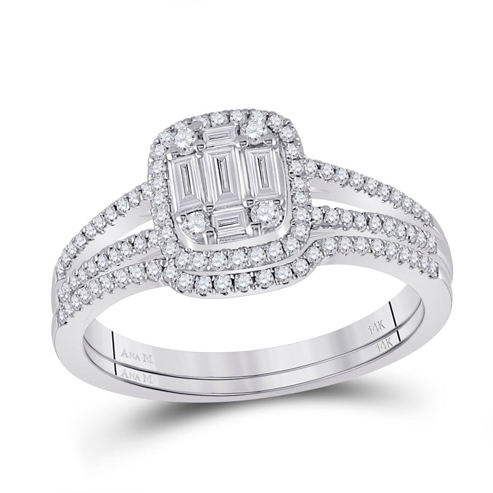 Captivating Brilliance | 14kt White Gold Baguette Diamond Bridal Wedding Ring Band Set 1/2 Cttw | Splendid Jewellery - Splendid Jewellery