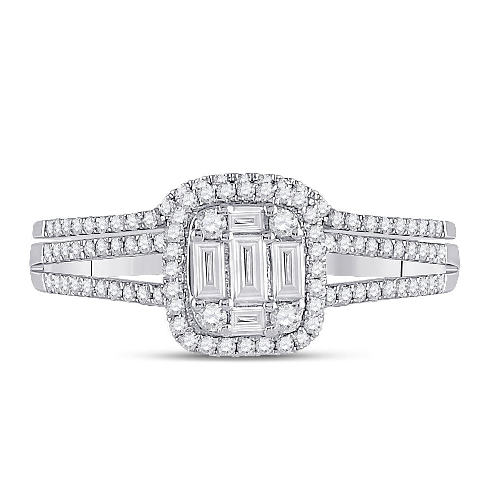 Captivating Brilliance | 14kt White Gold Baguette Diamond Bridal Wedding Ring Band Set 1/2 Cttw | Splendid Jewellery - Splendid Jewellery