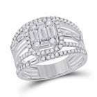 Captivating Brilliance 14kt White Gold Baguette Diamond Halo Bridal Wedding Ring Band Set - Top View