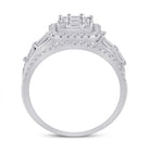 Captivating Brilliance 14kt White Gold Baguette Diamond Halo Bridal Wedding Ring Band Set - Splendid Jewellery
