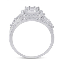Load image into Gallery viewer, Captivating Brilliance 14kt White Gold Baguette Diamond Halo Bridal Wedding Ring Band Set - Splendid Jewellery