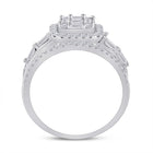 Captivating Brilliance 14kt White Gold Baguette Diamond Halo Bridal Wedding Ring Band Set - Splendid Jewellery