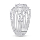 Captivating Brilliance 14kt White Gold Baguette Diamond Halo Bridal Wedding Ring Band Set - Second Side View