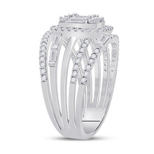 Load image into Gallery viewer, Captivating Brilliance 14kt White Gold Baguette Diamond Halo Bridal Wedding Ring Band Set - Splendid Jewellery