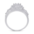 Captivating Brilliance 14kt White Gold Baguette Diamond Halo Bridal Wedding Ring Band Set - Side View
