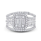 Captivating Brilliance 14kt White Gold Baguette Diamond Halo Bridal Wedding Ring Band Set - Splendid Jewellery