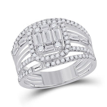 Load image into Gallery viewer, Captivating Brilliance 14kt White Gold Baguette Diamond Halo Bridal Wedding Ring Band Set - Splendid Jewellery
