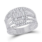 Captivating Brilliance 14kt White Gold Baguette Diamond Halo Bridal Wedding Ring Band Set - Splendid Jewellery