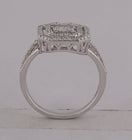 Captivating Brilliance: 14kt White Gold Baguette Diamond Octagon Cluster Ring 1/2 Cttw - Second Side View