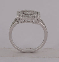 Load image into Gallery viewer, Captivating Brilliance: 14kt White Gold Baguette Diamond Octagon Cluster Ring 1/2 Cttw - Splendid Jewellery