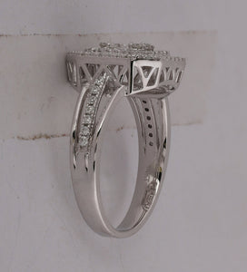 Captivating Brilliance: 14kt White Gold Baguette Diamond Octagon Cluster Ring 1/2 Cttw - Splendid Jewellery