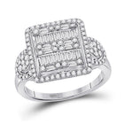 Captivating Brilliance: 14kt White Gold Baguette Diamond Square Cluster Ring - Splendid Jewellery