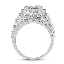 Load image into Gallery viewer, Captivating Brilliance: 14kt White Gold Diamond Cluster Bridal Wedding Ring - Side View