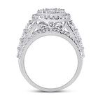 Captivating Brilliance: 14kt White Gold Diamond Cluster Bridal Wedding Ring - Side View
