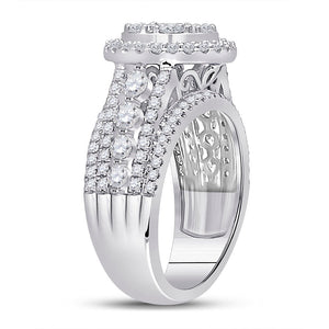 Captivating Brilliance: 14kt White Gold Diamond Cluster Bridal Wedding Ring - Splendid Jewellery