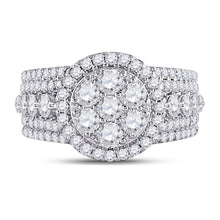 Load image into Gallery viewer, Captivating Brilliance: 14kt White Gold Diamond Cluster Bridal Wedding Ring - Splendid Jewellery