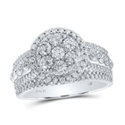Captivating Brilliance: 14kt White Gold Diamond Cluster Bridal Wedding Ring - Top View