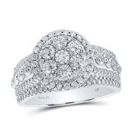 Captivating Brilliance: 14kt White Gold Diamond Cluster Bridal Wedding Ring - Top View