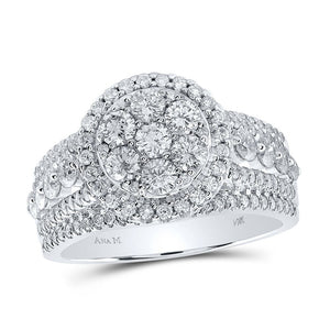 Captivating Brilliance: 14kt White Gold Diamond Cluster Bridal Wedding Ring - Splendid Jewellery