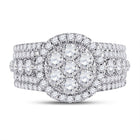 Captivating Brilliance: 14kt White Gold Diamond Cluster Bridal Wedding Ring - Front View