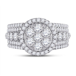 Captivating Brilliance: 14kt White Gold Diamond Cluster Bridal Wedding Ring - Splendid Jewellery