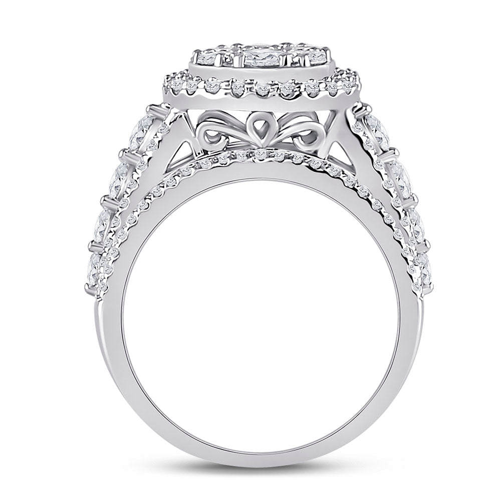 Captivating Brilliance: 14kt White Gold Diamond Cluster Bridal Wedding Ring - Splendid Jewellery