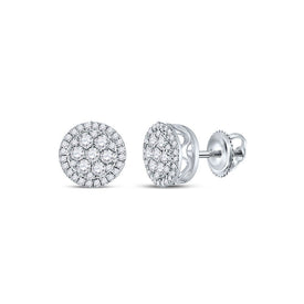 Captivating Brilliance: 14kt White Gold Diamond Cluster Earrings - Splendid Jewellery