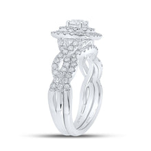 Load image into Gallery viewer, Captivating Brilliance: 14kt White Gold Diamond Halo Bridal Wedding Ring Band Set - Splendid Jewellery