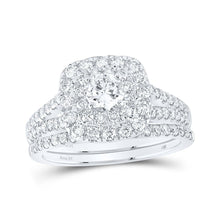 Load image into Gallery viewer, Captivating Brilliance: 14kt White Gold Diamond Halo Bridal Wedding Ring Set - Splendid Jewellery