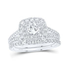 Captivating Brilliance: 14kt White Gold Diamond Halo Bridal Wedding Ring Set - Splendid Jewellery