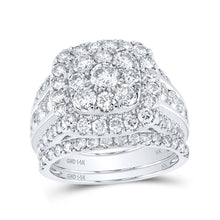 Load image into Gallery viewer, Captivating Brilliance: 14kt White Gold Diamond Square Cluster Bridal Wedding Ring Band Set - Splendid Jewellery